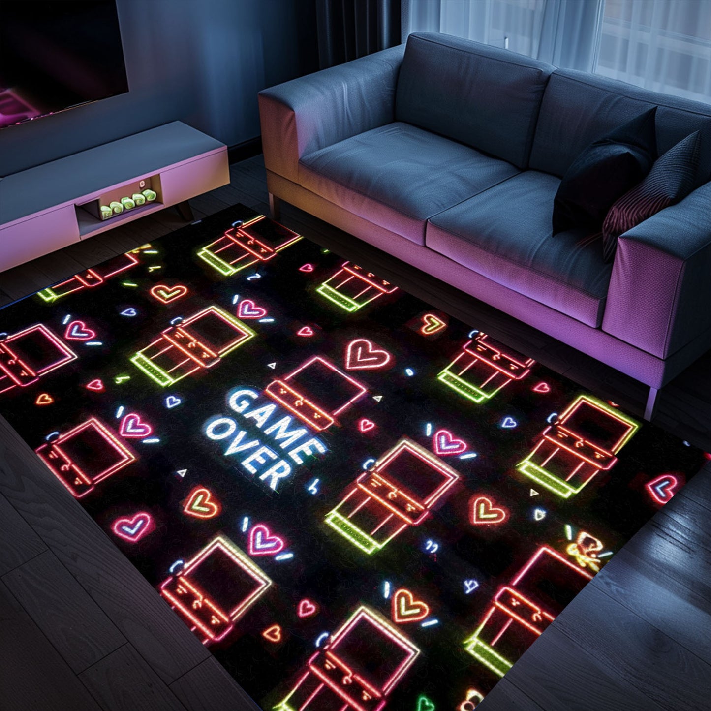 Neon Video Game Retro Arcade Game Room Area Rug: Transform Your Home into a Gaming Paradise, Arcade Decor, Gift for Gamers, Video Game Lovers G119