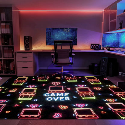 Neon Video Game Retro Arcade Game Room Area Rug: Transform Your Home into a Gaming Paradise, Arcade Decor, Gift for Gamers, Video Game Lovers G119