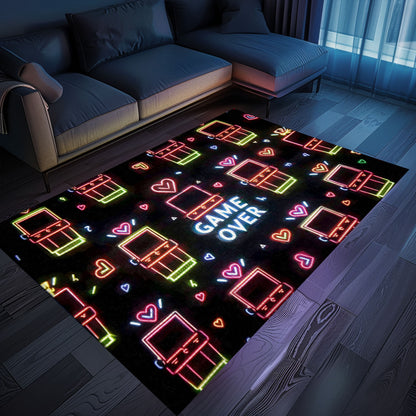 Neon Video Game Retro Arcade Game Room Area Rug: Transform Your Home into a Gaming Paradise, Arcade Decor, Gift for Gamers, Video Game Lovers G119