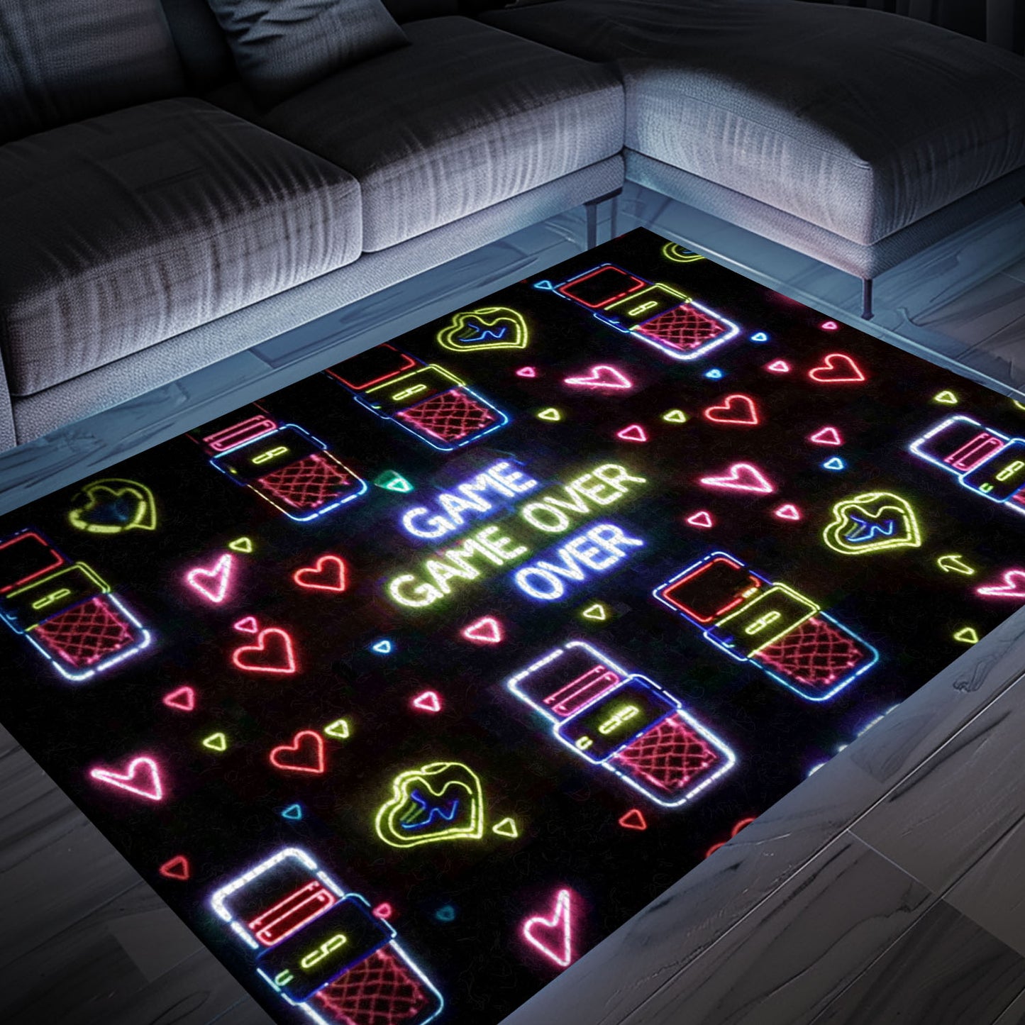 Retro Neon Video Game Arcade Game Room Area Rug: Ideal Addition to Any Gamer's Collection, Arcade Decor, Gift for Gamers, Video Game Lovers G117