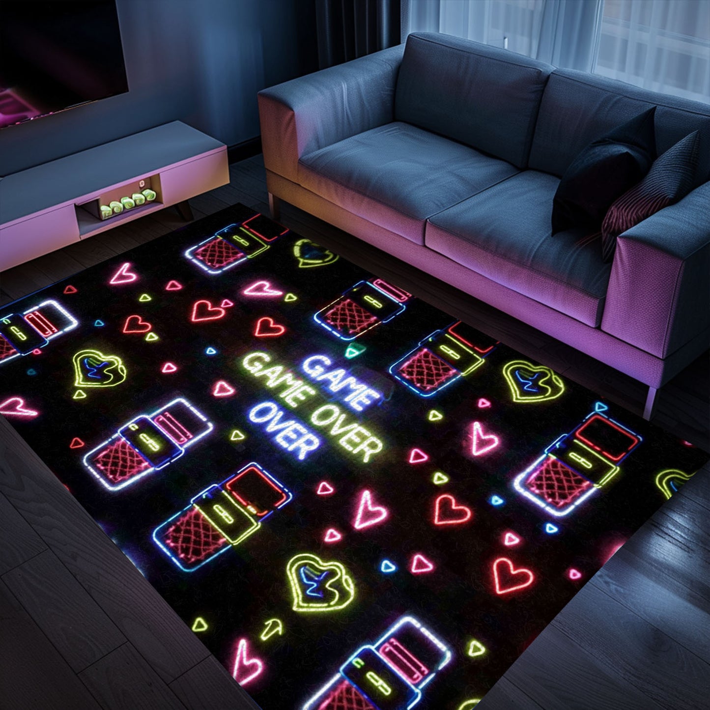 Retro Neon Video Game Arcade Game Room Area Rug: Ideal Addition to Any Gamer's Collection, Arcade Decor, Gift for Gamers, Video Game Lovers G117