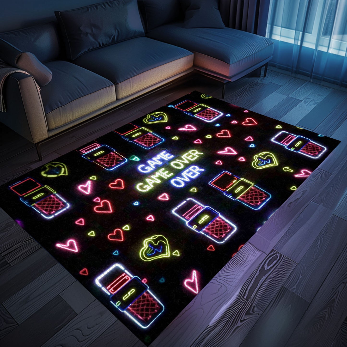 Retro Neon Video Game Arcade Game Room Area Rug: Ideal Addition to Any Gamer's Collection, Arcade Decor, Gift for Gamers, Video Game Lovers G117