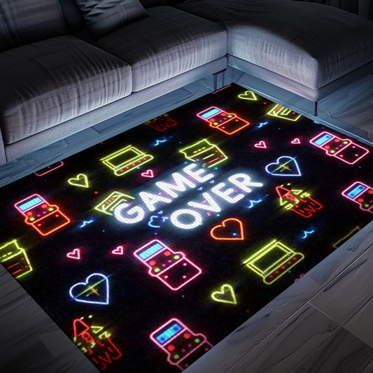 Neon Video Game Retro Arcade Game Room Area Rug: Perfect for Creating a Gaming-Focused Atmosphere, Arcade Decor, Gift for Gamers, Video Game Lovers G116