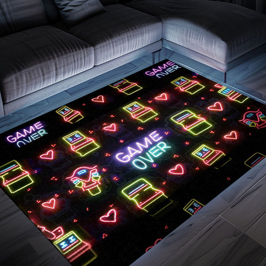 Funky Neon Video Game Retro Arcade Game Room Area Rug: Add Some Retro Flair to Your Living Space, Arcade Decor, Gift for Gamers, Video Game Lovers G115