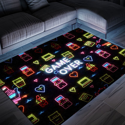 Unique Neon Video Game Retro Arcade Game Room Area Rug: Ideal Decor for Retro Gaming Enthusiasts, Arcade Decor, Gift for Gamers, Video Game Lovers G114