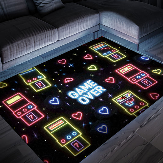 Eye-Catching Neon Video Game Retro Arcade Game Room Area Rug: Great Gift for Gamers and Collectors, Arcade Decor, Gift for Gamers, Video Game Lovers G112