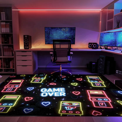 Eye-Catching Neon Video Game Retro Arcade Game Room Area Rug: Great Gift for Gamers and Collectors, Arcade Decor, Gift for Gamers, Video Game Lovers G112