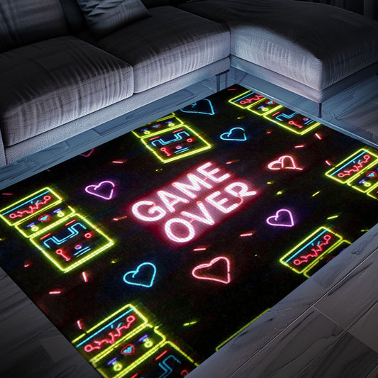 Vibrant Neon Video Game Retro Arcade Game Room Area Rug: Perfect for Creating a Gaming Haven at Home, Arcade Decor, Gift for Gamers, Video Game Lovers G111