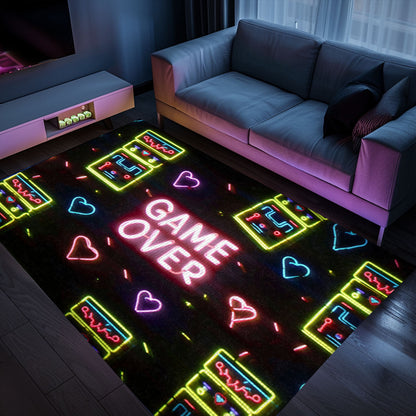 Vibrant Neon Video Game Retro Arcade Game Room Area Rug: Perfect for Creating a Gaming Haven at Home, Arcade Decor, Gift for Gamers, Video Game Lovers G111