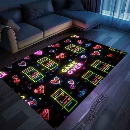 Neon Video Game Retro Arcade Game Room Area Rug: Enhance Your Home with Retro Gaming Vibes, Arcade Decor, Gift for Gamers, Video Game Lovers G110