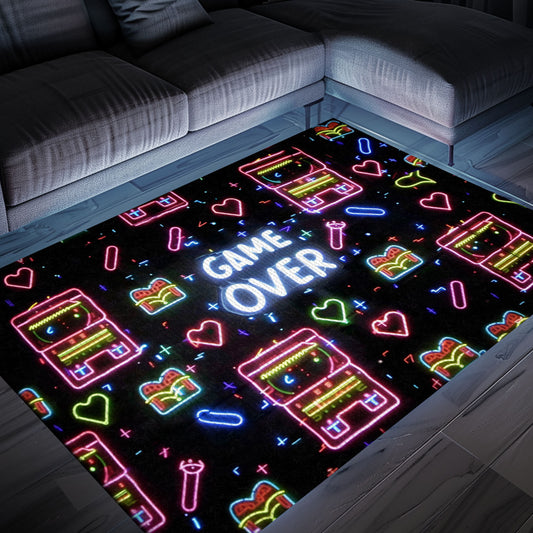 Retro Neon Video Game Arcade Game Room Area Rug: Perfect Decor for Gamers' Living Spaces, Arcade Decor, Gift for Gamers, Video Game Lovers G108
