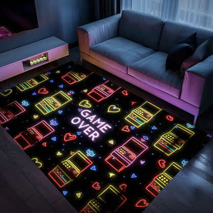 Neon Video Game Retro Arcade Game Room Area Rug: Add a Touch of Nostalgia to Your Living Room or Bedroom, Arcade Decor, Gift for Gamers, Video Game Lovers G107