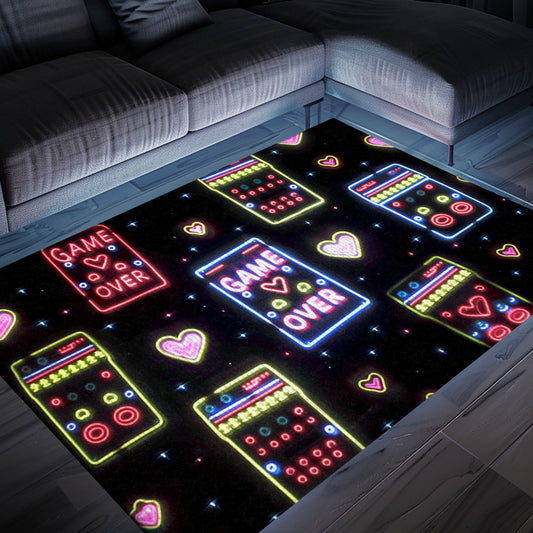 Unique Neon Video Game Retro Arcade Game Room Area Rug: Bring the Arcade Experience Home, Perfect Gift, Arcade Decor, Gift for Gamers, Video Game Lovers G105