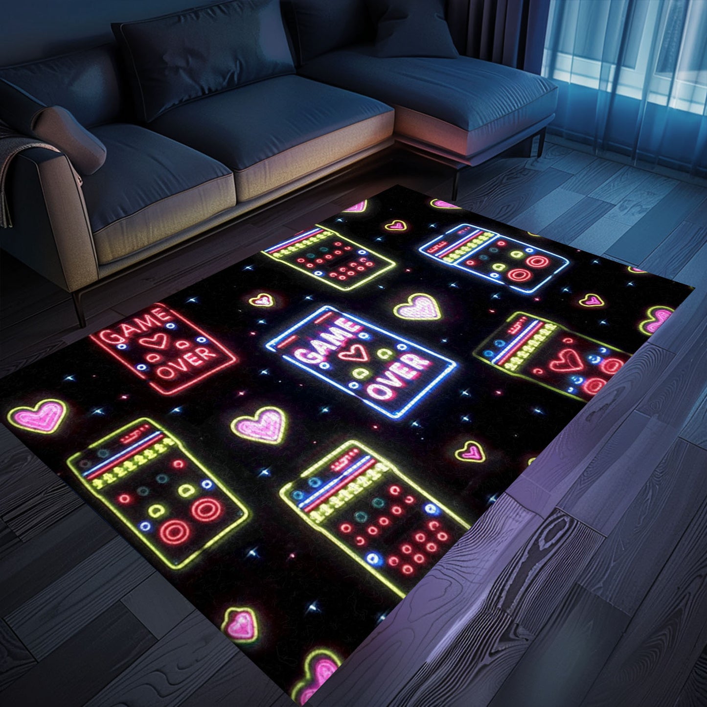 Unique Neon Video Game Retro Arcade Game Room Area Rug: Bring the Arcade Experience Home, Perfect Gift, Arcade Decor, Gift for Gamers, Video Game Lovers G105