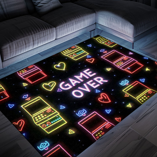 Vibrant Neon Video Game Retro Arcade Game Room Area Rug: Perfect Addition to Arcade Decor, Great Gift for Gamers, Arcade Decor, Gift for Gamers, Video Game Lovers G102