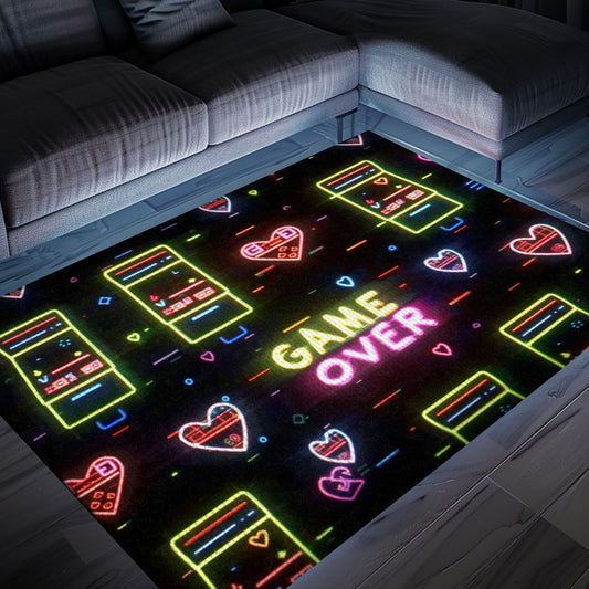 Vibrant Neon Video Game Retro Arcade Rug for Bedroom, Ideal for Gamers and Unique Arcade Decor, Arcade Decor, Gift for Gamers, Video Game Lovers G100