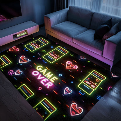 Vibrant Neon Video Game Retro Arcade Rug for Bedroom, Ideal for Gamers and Unique Arcade Decor, Arcade Decor, Gift for Gamers, Video Game Lovers G100