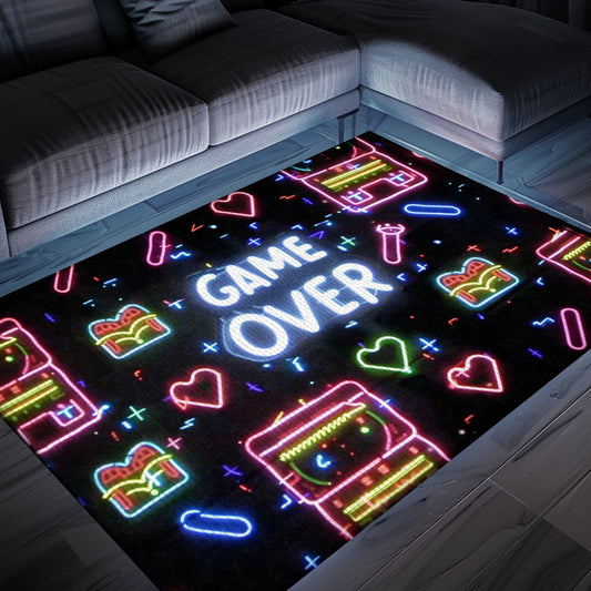 Neon Video Game Retro Arcade Game Room Area Rug, Ideal Decor for Living Room and Gift for Gamers, Arcade Decor, Gift for Gamers, Video Game Lovers G99