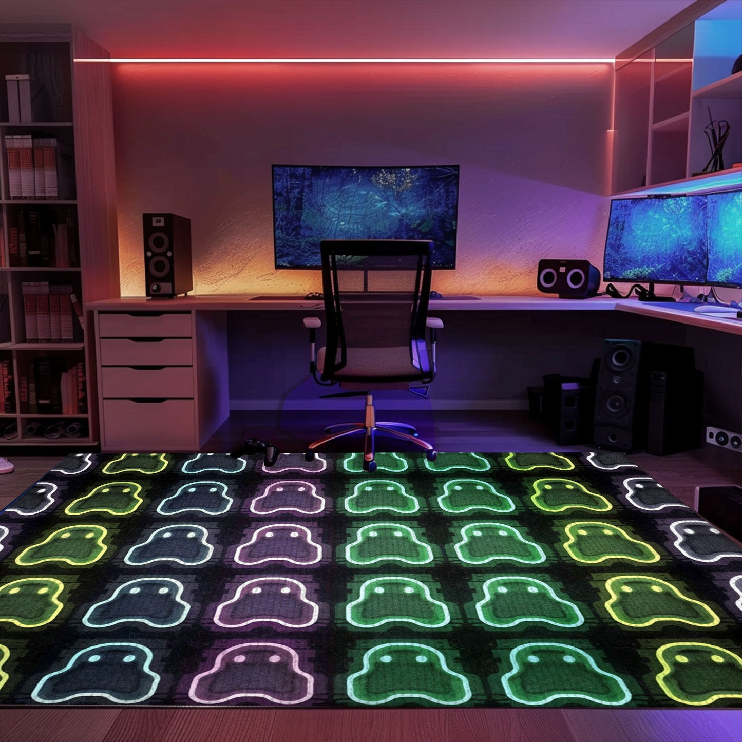 Stylish Neon Video Game Retro Arcade Game Room Area Rug: Ideal Gift for Video Game Enthusiasts, Arcade Decor, Gift for Gamers, Video Game Lovers G109