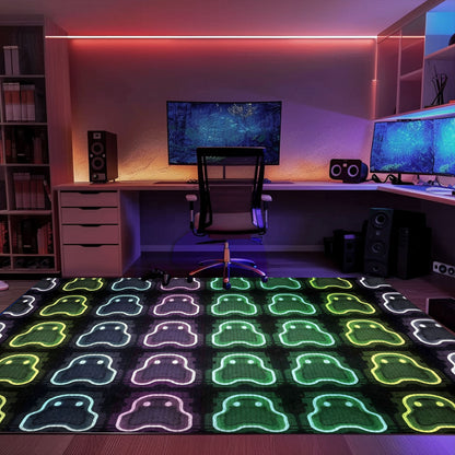 Stylish Neon Video Game Retro Arcade Game Room Area Rug: Ideal Gift for Video Game Enthusiasts, Arcade Decor, Gift for Gamers, Video Game Lovers G109
