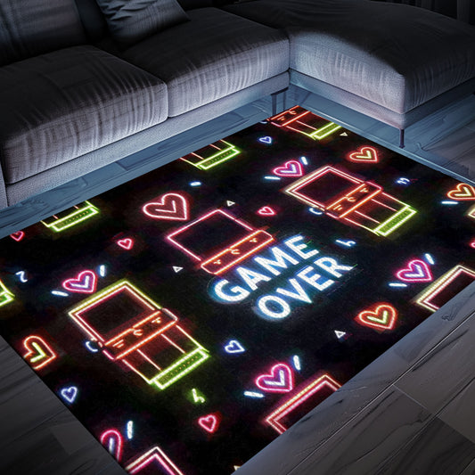 Bright Neon Video Game Retro Arcade Rug for Living Room, Ideal Decor and Gift for Arcade Enthusiasts, Arcade Decor, Gift for Gamers, Video Game Lovers G97