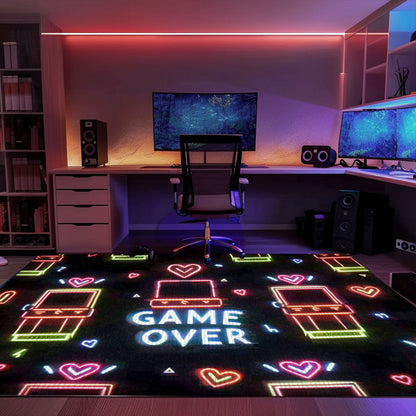 Bright Neon Video Game Retro Arcade Rug for Living Room, Ideal Decor and Gift for Arcade Enthusiasts, Arcade Decor, Gift for Gamers, Video Game Lovers G97