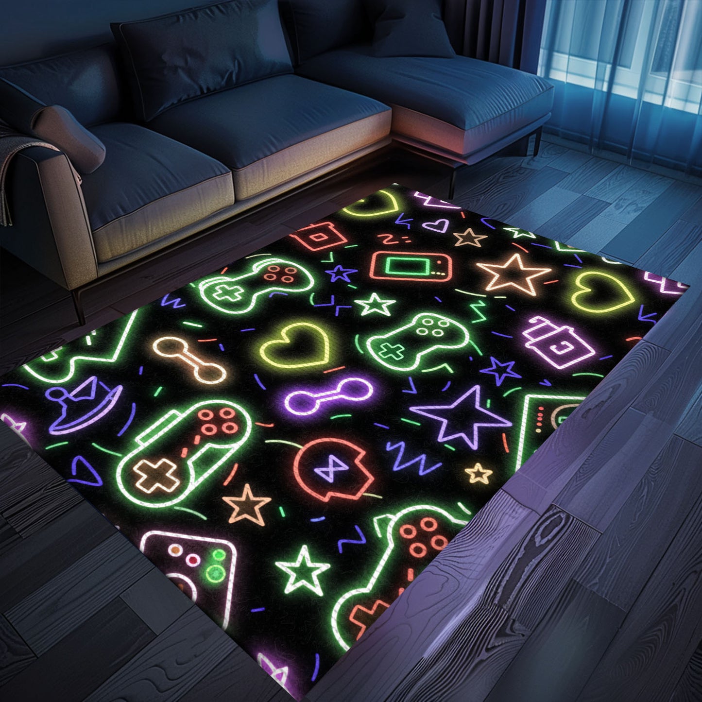 Neon Video Game Retro Arcade Carpet for Game Room, Ideal Decor for Gamers and Video Game Lovers, Arcade Decor, Gift for Gamers, Video Game Lovers G95