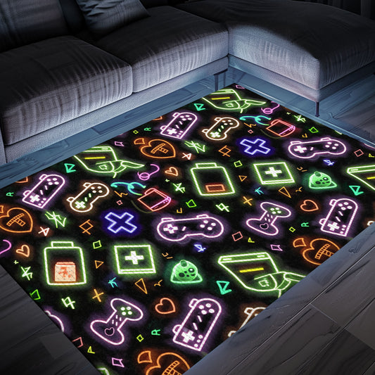 Unique Neon Video Game Retro Arcade Rug for Bedroom, Perfect Gift Idea for Gamers and Retro Collectors, Arcade Decor, Gift for Gamers, Video Game Lovers G94