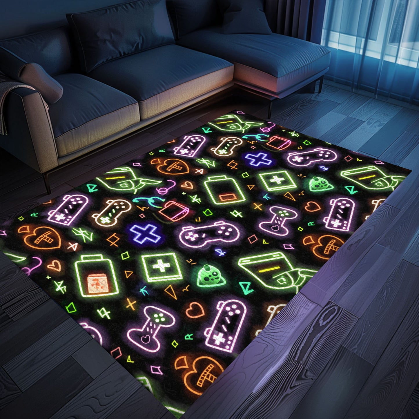 Unique Neon Video Game Retro Arcade Rug for Bedroom, Perfect Gift Idea for Gamers and Retro Collectors, Arcade Decor, Gift for Gamers, Video Game Lovers G94