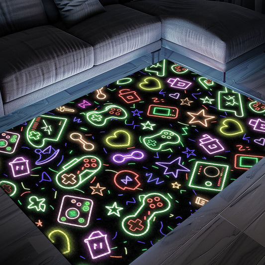 Vibrant Neon Video Game Retro Arcade Rug for Living Room, Ideal Decor for Gamers and Arcade Fans, Arcade Decor, Gift for Gamers, Video Game Lovers G93