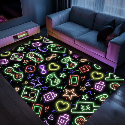 Vibrant Neon Video Game Retro Arcade Rug for Living Room, Ideal Decor for Gamers and Arcade Fans, Arcade Decor, Gift for Gamers, Video Game Lovers G93