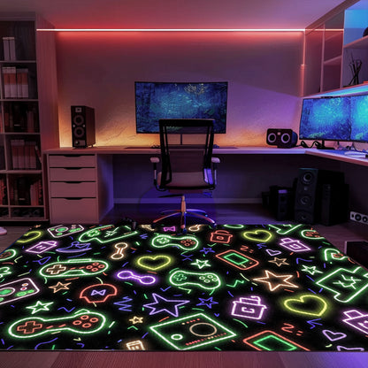 Vibrant Neon Video Game Retro Arcade Rug for Living Room, Ideal Decor for Gamers and Arcade Fans, Arcade Decor, Gift for Gamers, Video Game Lovers G93