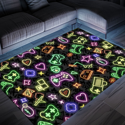 Stylish Neon Video Game Retro Arcade Carpet for Bedroom, Perfect Decor and Gift for Video Game Enthusiasts, Arcade Decor, Gift for Gamers, Video Game Lovers G92