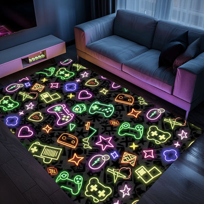 Stylish Neon Video Game Retro Arcade Carpet for Bedroom, Perfect Decor and Gift for Video Game Enthusiasts, Arcade Decor, Gift for Gamers, Video Game Lovers G92
