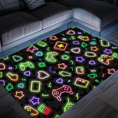 Neon Video Game Retro Arcade Game Room Area Rug, Ideal for Living Room Decor and Gamers' Gift, Arcade Decor, Gift for Gamers, Video Game Lovers G91