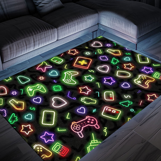 Neon Video Game Retro Arcade Game Room Area Rug, Ideal for Living Room Decor and Gamers' Gift, Arcade Decor, Gift for Gamers, Video Game Lovers G91