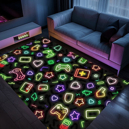 Neon Video Game Retro Arcade Game Room Area Rug, Ideal for Living Room Decor and Gamers' Gift, Arcade Decor, Gift for Gamers, Video Game Lovers G91