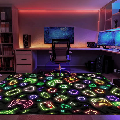 Neon Video Game Retro Arcade Game Room Area Rug, Ideal for Living Room Decor and Gamers' Gift, Arcade Decor, Gift for Gamers, Video Game Lovers G91