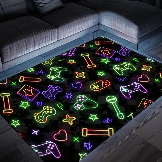 Bright Neon Video Game Retro Arcade Rug for Game Room, Perfect for Gamers and Retro Decor Lovers, Arcade Decor, Gift for Gamers, Video Game Lovers G90