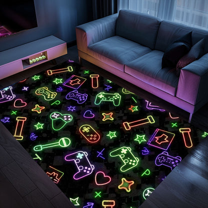 Bright Neon Video Game Retro Arcade Rug for Game Room, Perfect for Gamers and Retro Decor Lovers, Arcade Decor, Gift for Gamers, Video Game Lovers G90