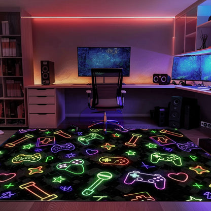 Bright Neon Video Game Retro Arcade Rug for Game Room, Perfect for Gamers and Retro Decor Lovers, Arcade Decor, Gift for Gamers, Video Game Lovers G90