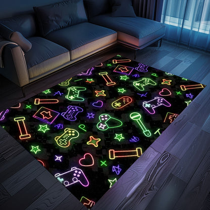 Bright Neon Video Game Retro Arcade Rug for Game Room, Perfect for Gamers and Retro Decor Lovers, Arcade Decor, Gift for Gamers, Video Game Lovers G90