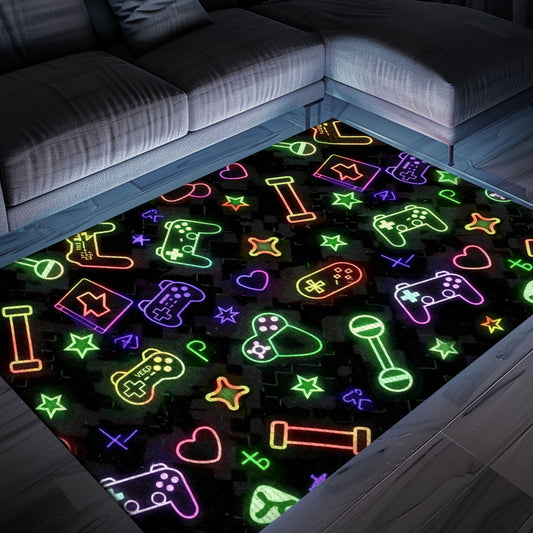 Eye-Catching Neon Retro Video Game Arcade Rug for Bedroom, Ideal Gift for Gamers and Video Game Fans, Arcade Decor, Gift for Gamers, Video Game Lovers G89