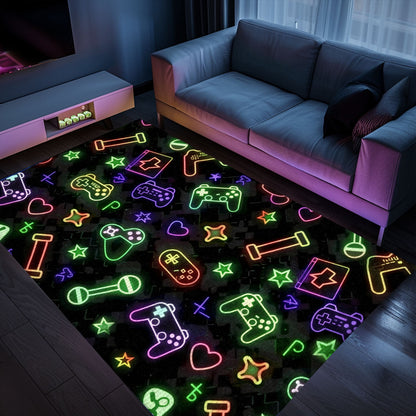 Eye-Catching Neon Retro Video Game Arcade Rug for Bedroom, Ideal Gift for Gamers and Video Game Fans, Arcade Decor, Gift for Gamers, Video Game Lovers G89