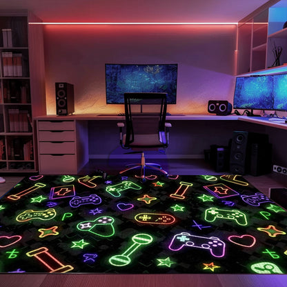 Eye-Catching Neon Retro Video Game Arcade Rug for Bedroom, Ideal Gift for Gamers and Video Game Fans, Arcade Decor, Gift for Gamers, Video Game Lovers G89