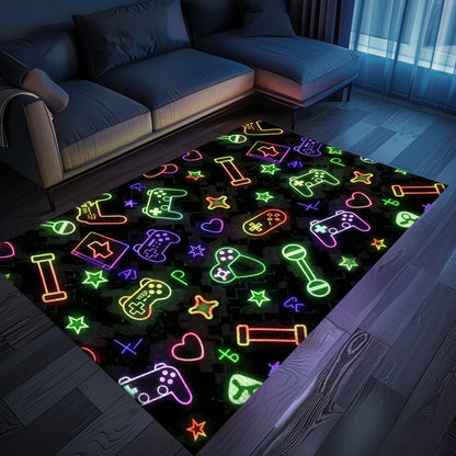 Eye-Catching Neon Retro Video Game Arcade Rug for Bedroom, Ideal Gift for Gamers and Video Game Fans, Arcade Decor, Gift for Gamers, Video Game Lovers G89