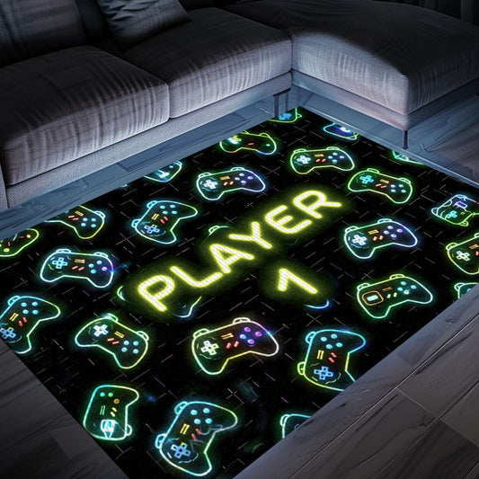 Unique Neon Video Game Retro Arcade Rug for Game Room, Perfect for Gamers Looking to Enhance Decor, Arcade Decor, Gift for Gamers, Video Game Lovers G86