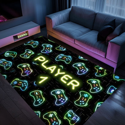 Unique Neon Video Game Retro Arcade Rug for Game Room, Perfect for Gamers Looking to Enhance Decor, Arcade Decor, Gift for Gamers, Video Game Lovers G86