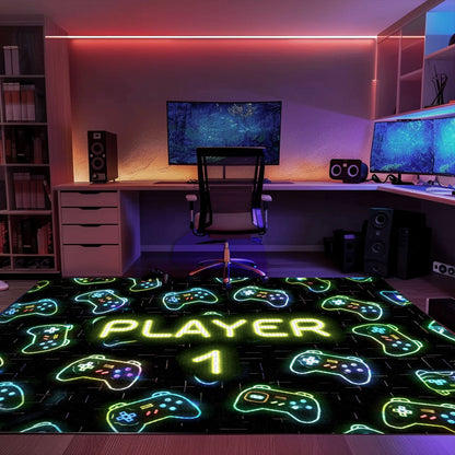 Unique Neon Video Game Retro Arcade Rug for Game Room, Perfect for Gamers Looking to Enhance Decor, Arcade Decor, Gift for Gamers, Video Game Lovers G86