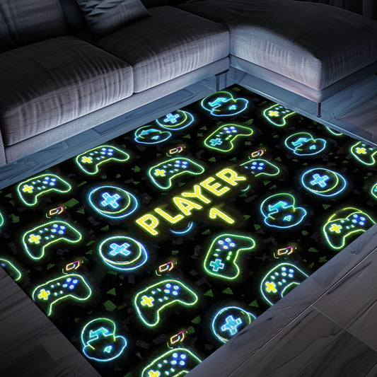 Vibrant Neon Video Game Retro Arcade Carpet for Bedroom, Great Gift Idea for Gamers and Retro Fans, Arcade Decor, Gift for Gamers, Video Game Lovers G85